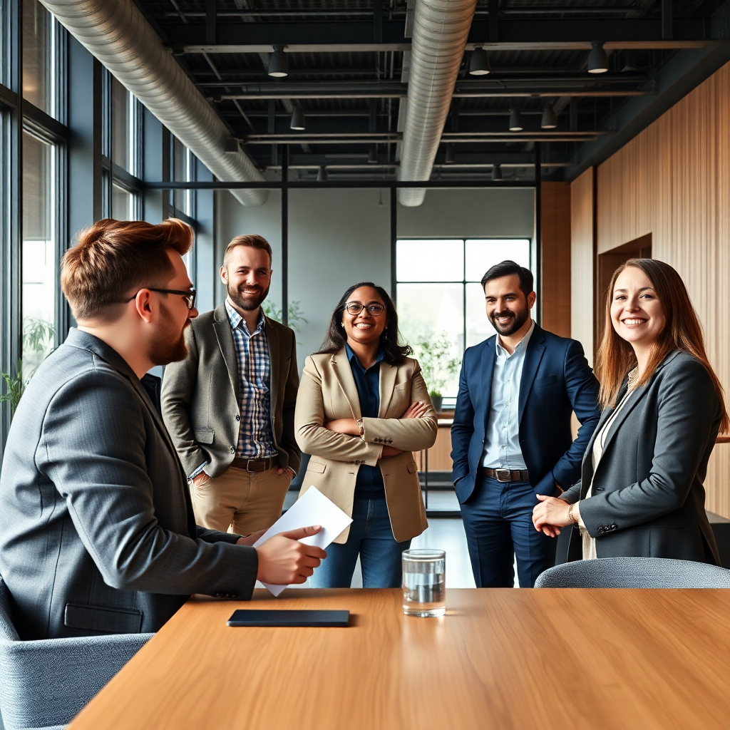 professional diverse coaches in modern office setting, high-quality stock photo style